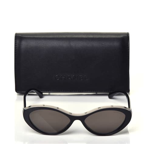 chanel oval sunglasses black beige|Chanel oval sunglasses 5416.